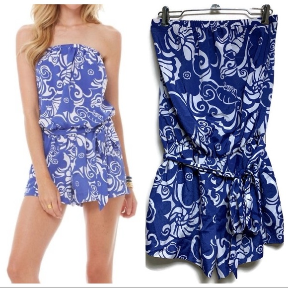 Lilly Pulitzer Pants - LILLY PULITZER Colleen Strapless Romper Tide Pools
